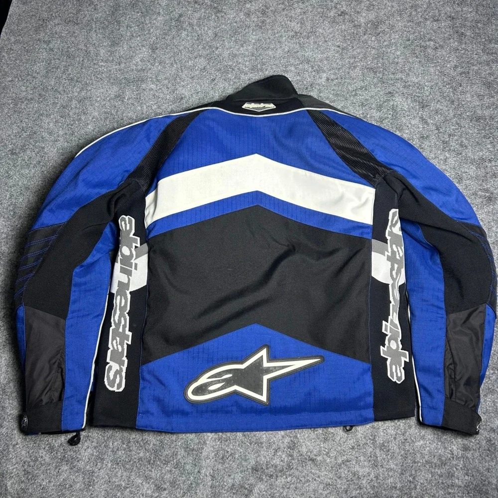 Alpinestars Motorcycle Racing Jacket Blue Black White Biker Moto Y2K Size Medium